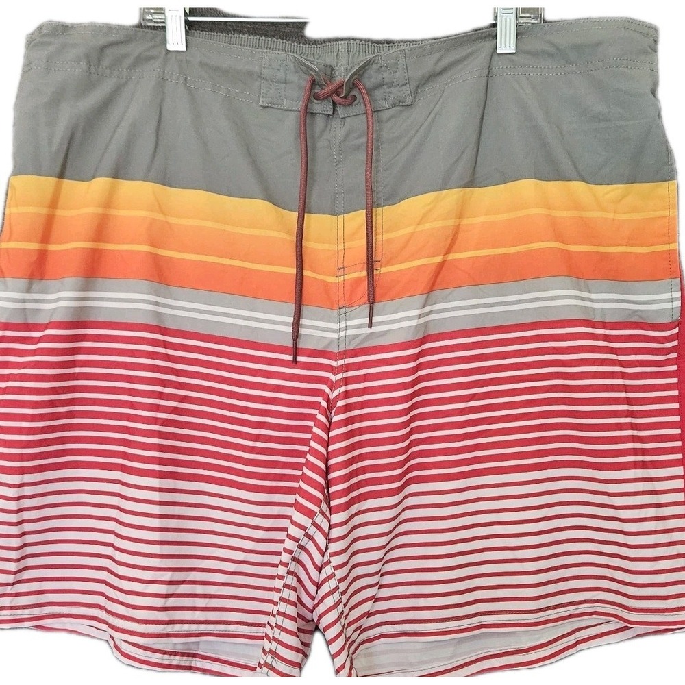 George  Mens Swim Trunks 2XL Bathing Suit Board Shorts Swimsuit Tropical Stripe